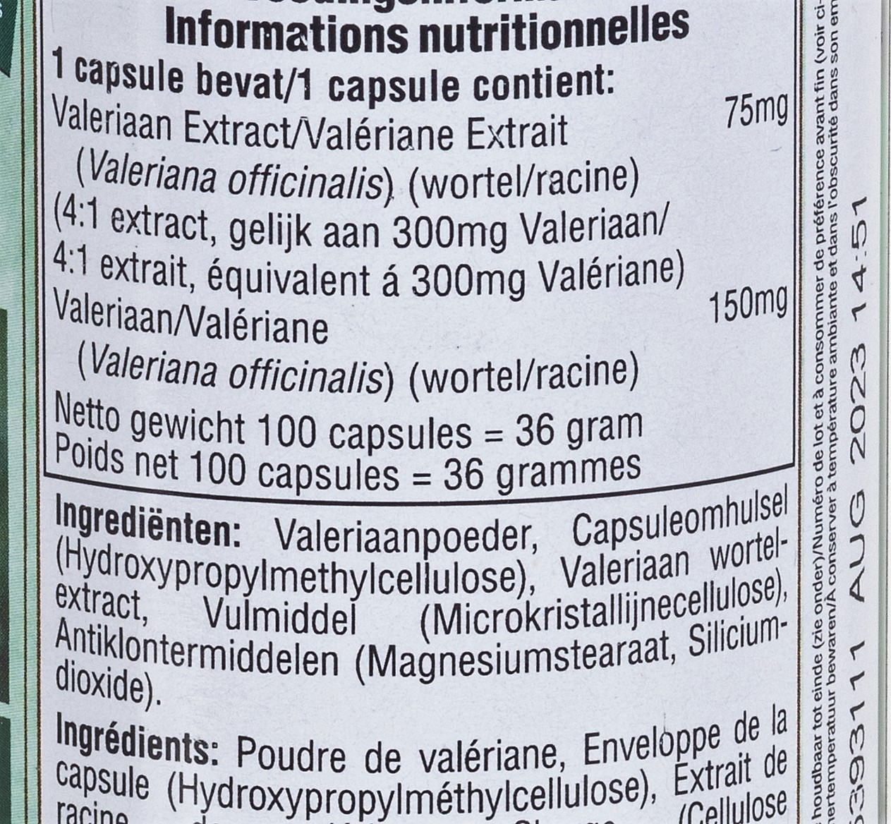valeriaan natures garden ingredienten